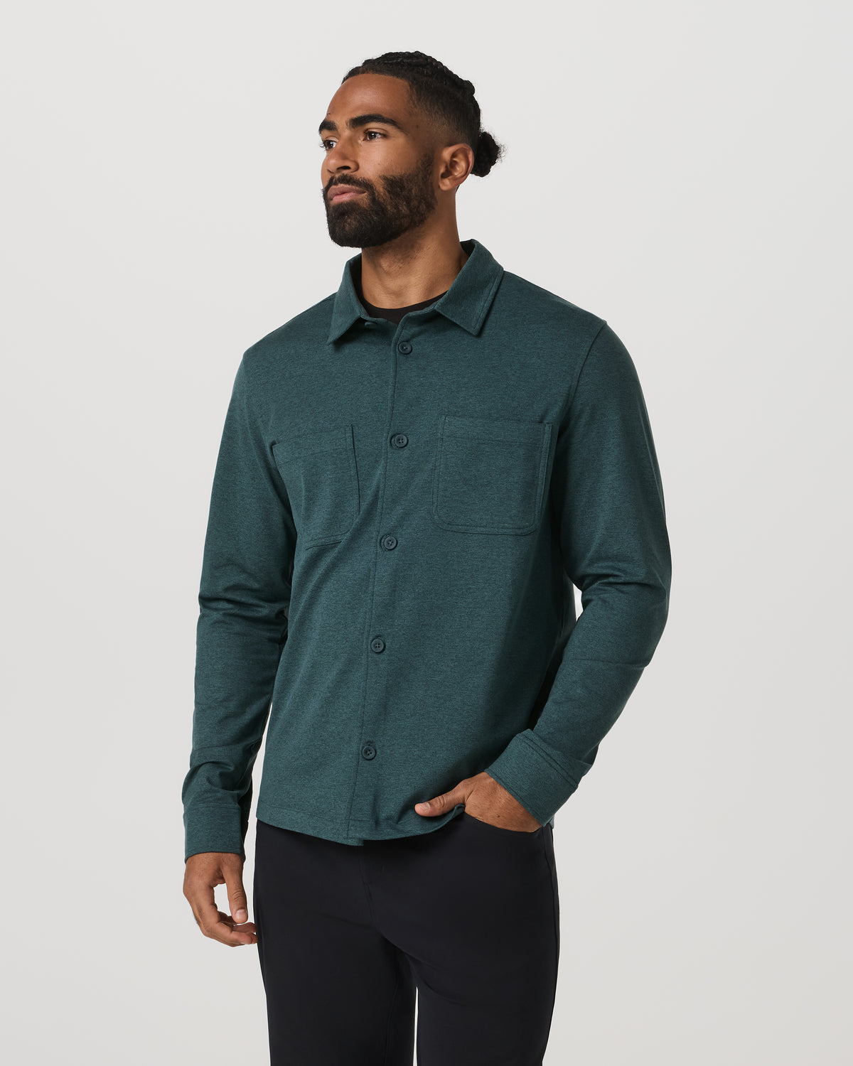 Coronado Shirt Jacket Men's Deep Sea Heather Jacket | Vuori Clothing