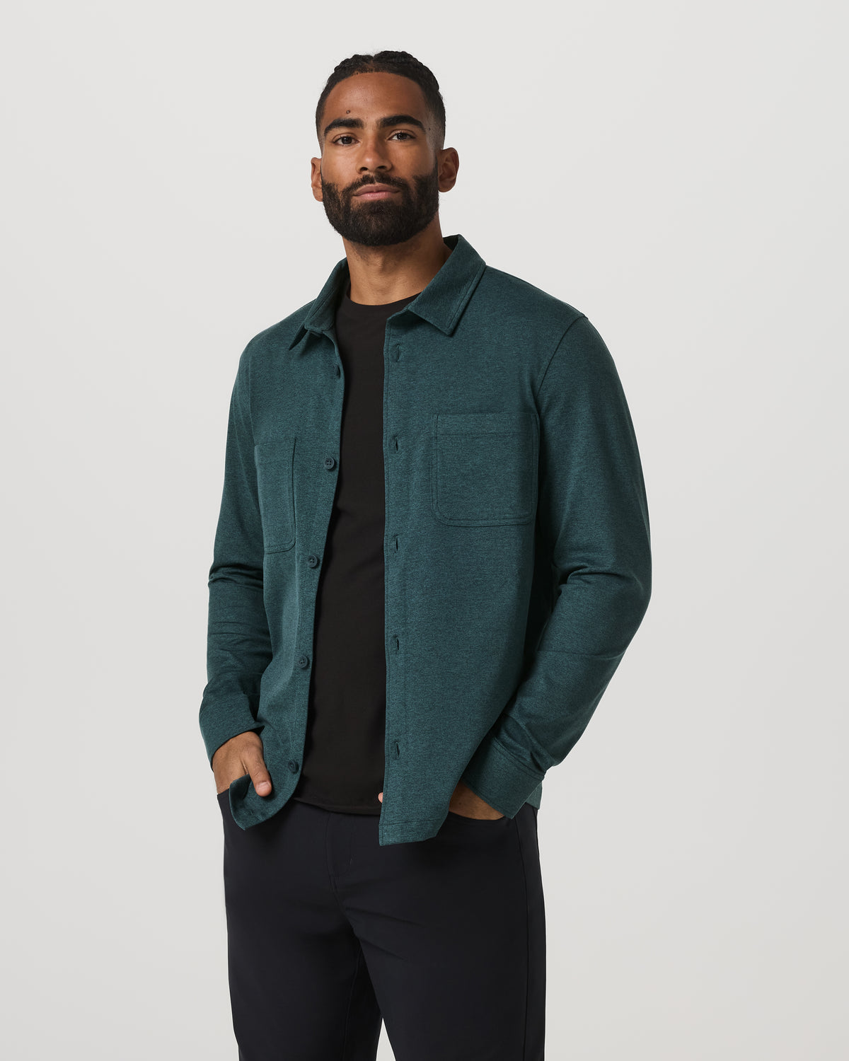 Coronado Shirt Jacket Men's Deep Sea Heather Jacket | Vuori Clothing
