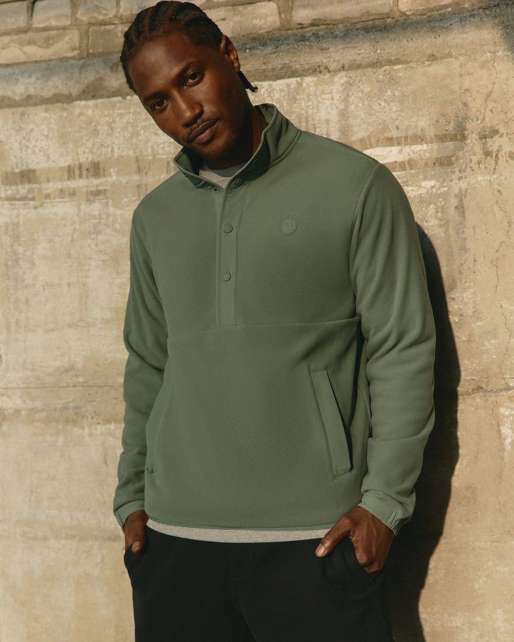 Aspen 1/2 Snap Men's Fleece Mock-Neck Pullover: Marsh | Vuori