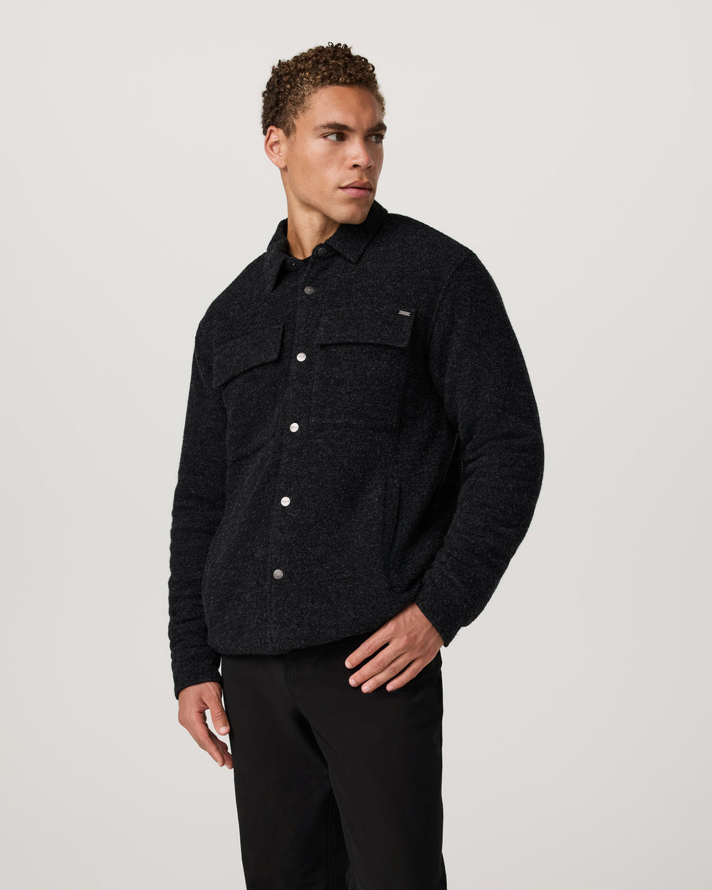 Plymouth Wool Shirt Jacket Dark Black Heather Jacket | Vuori Outlet