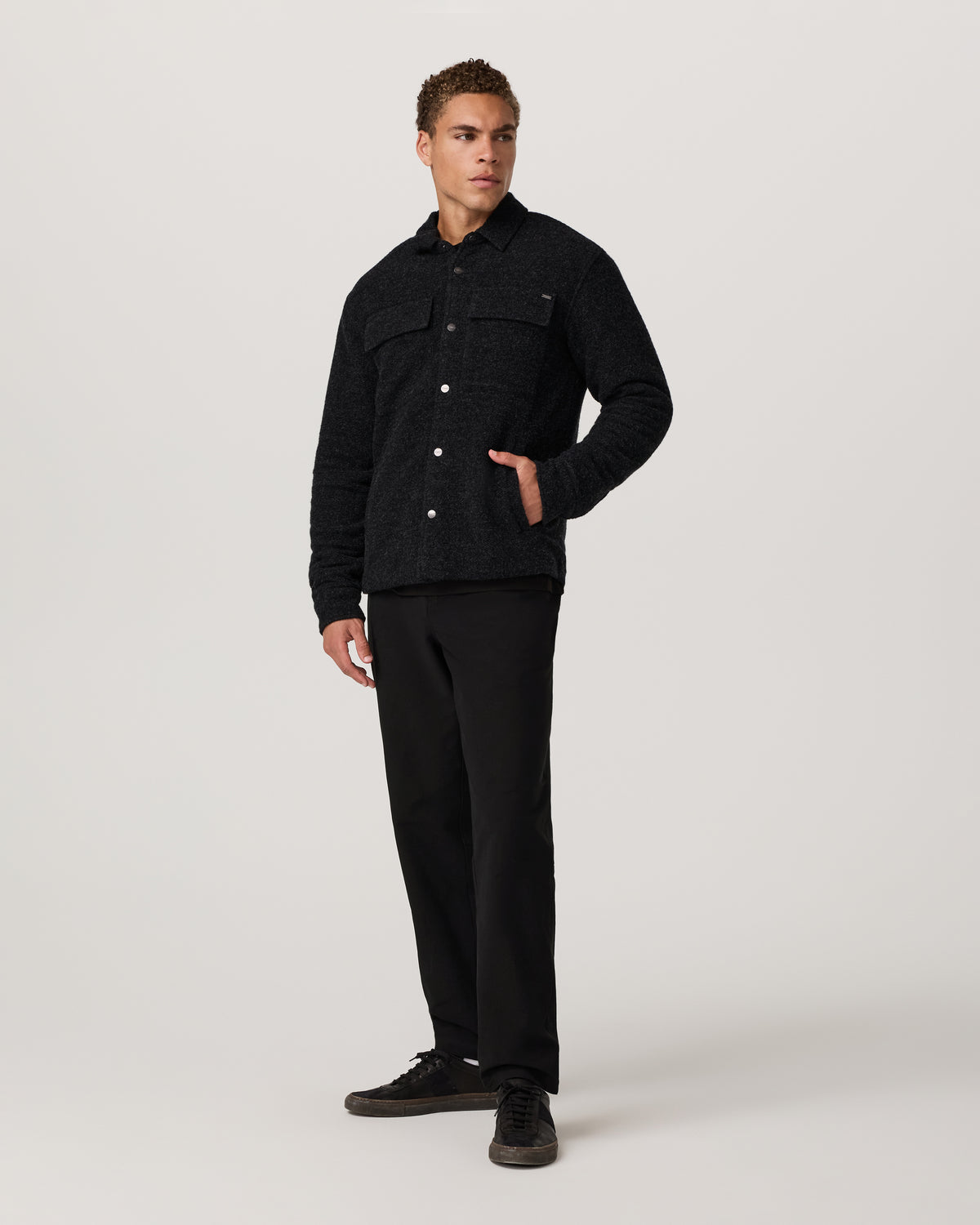 Plymouth Wool Shirt Jacket Dark Black Heather Jacket | Vuori Outlet
