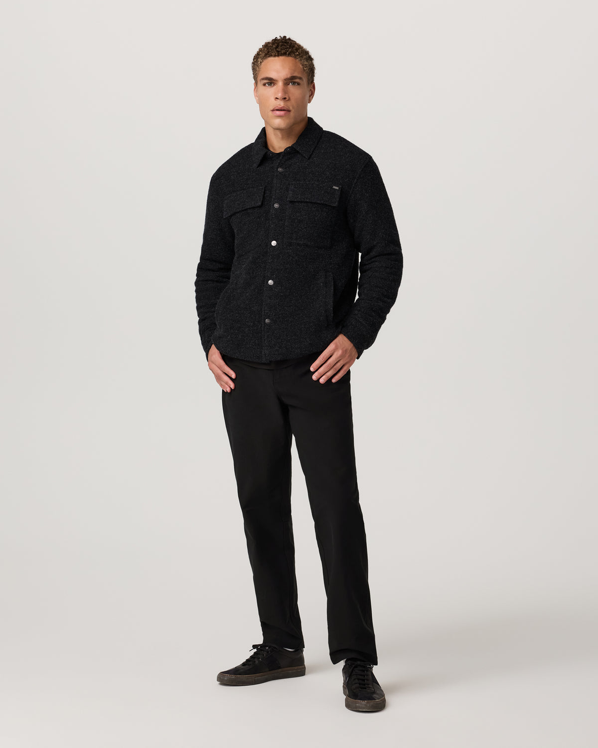 Plymouth Wool Shirt Jacket Dark Black Heather Jacket | Vuori Outlet