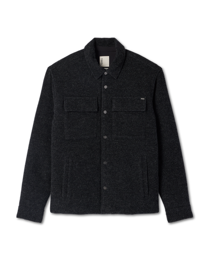Plymouth Wool Shirt Jacket Dark Black Heather Jacket | Vuori Outlet