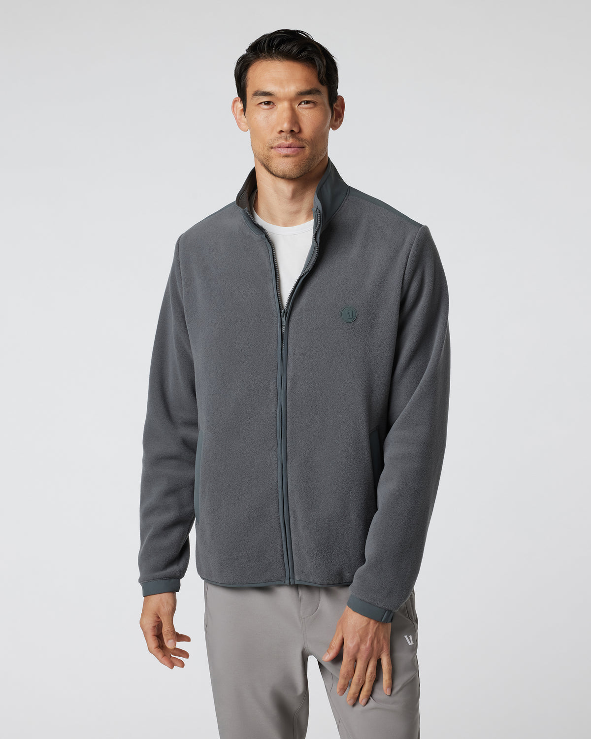 Aspen Full Zip Jacket Dark Pewter Fleece Jacket | Vuori