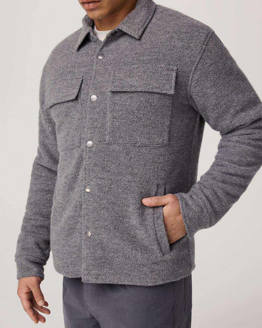 Plymouth Wool Shirt Jacket Men's Heather Grey Jacket | Vuori Online