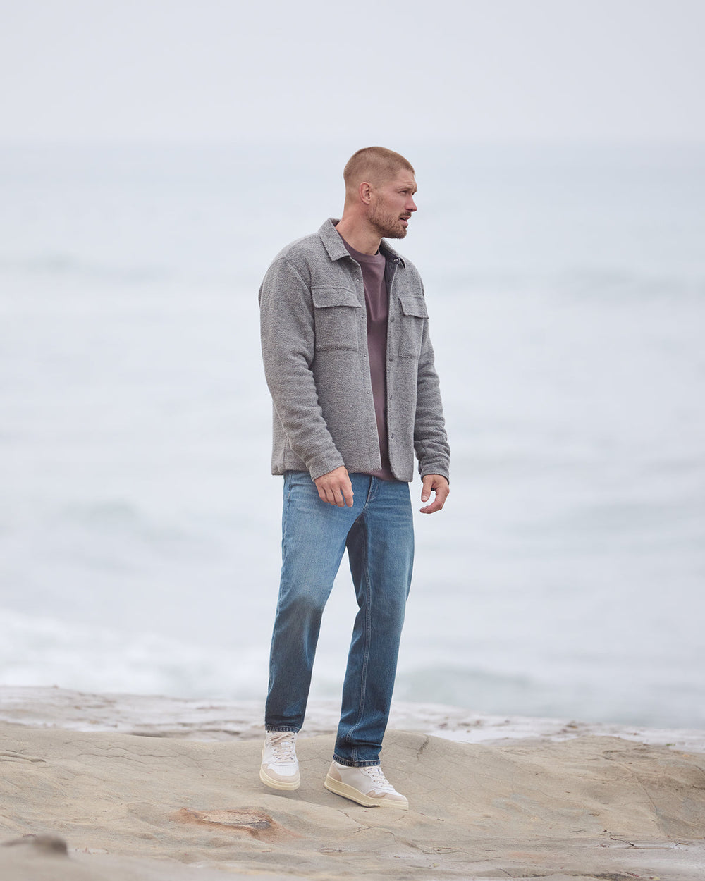 Plymouth Wool Shirt Jacket Men's Heather Grey Jacket | Vuori Online
