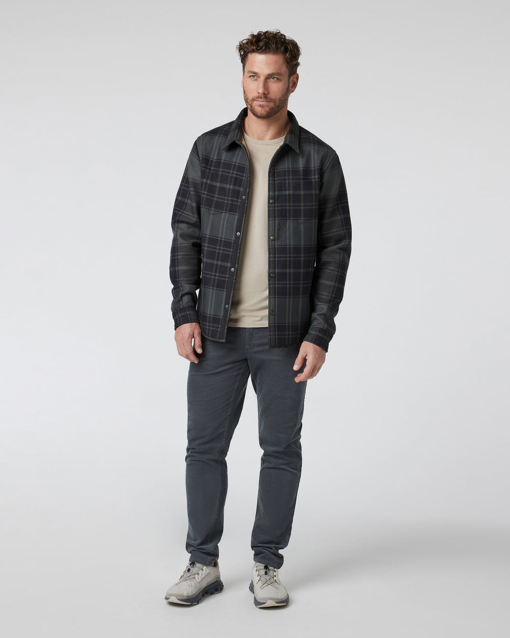 Coastside Shirt Jacket Men's Black Plaid Shirt | Vuori US
