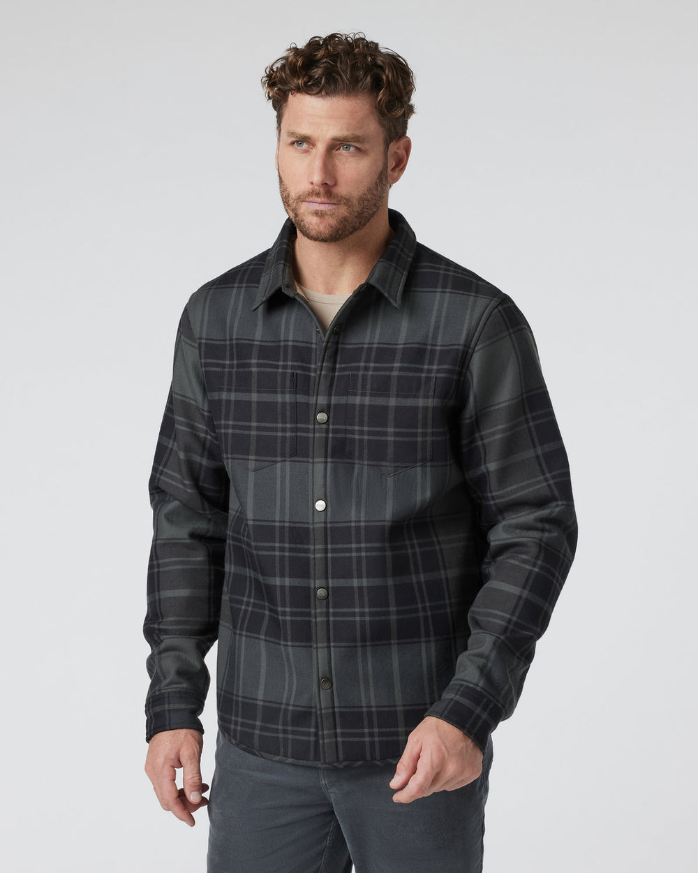 Coastside Shirt Jacket Men's Black Plaid Shirt | Vuori US