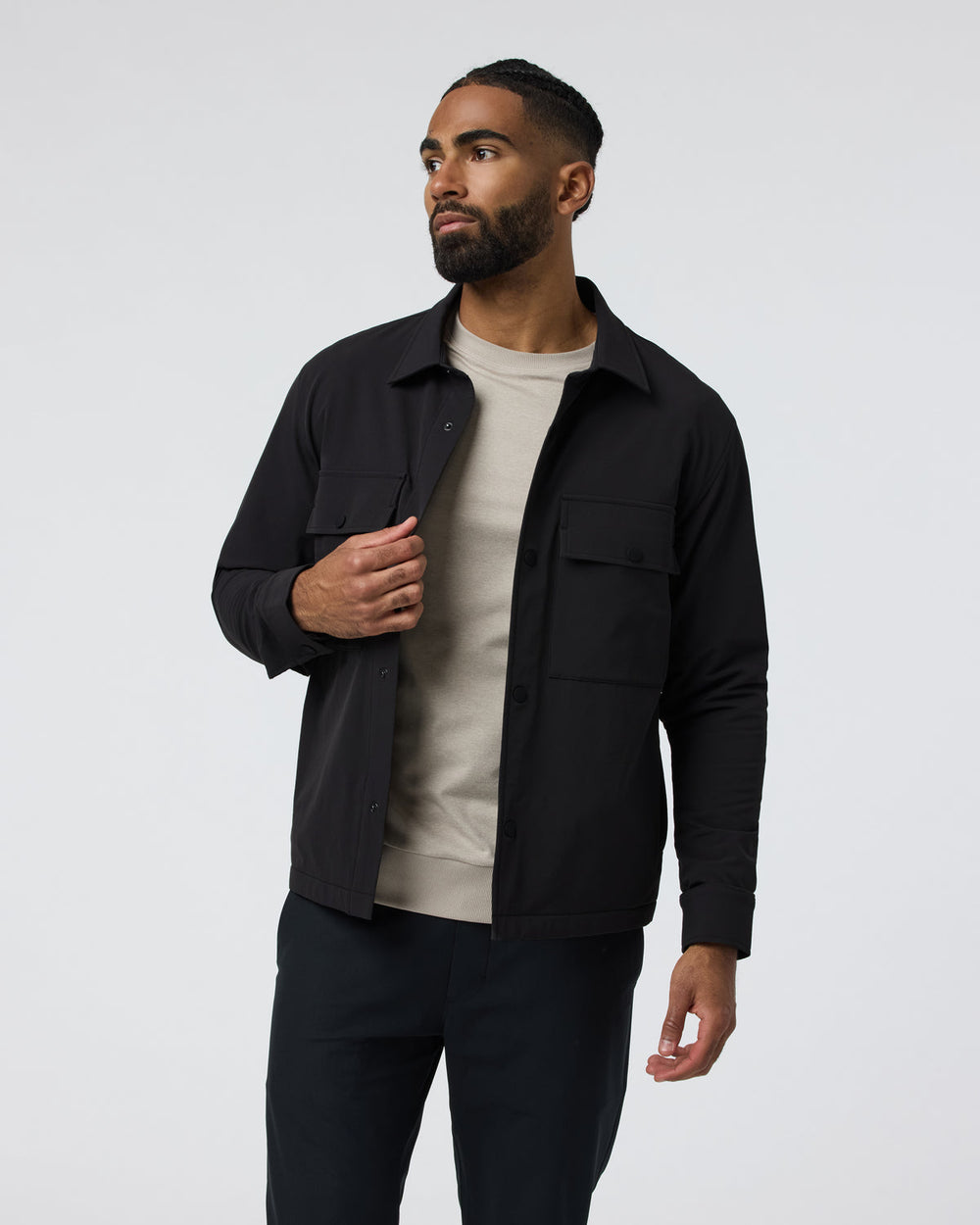 Lawson Tech Shirt Jacket Black | Vuori