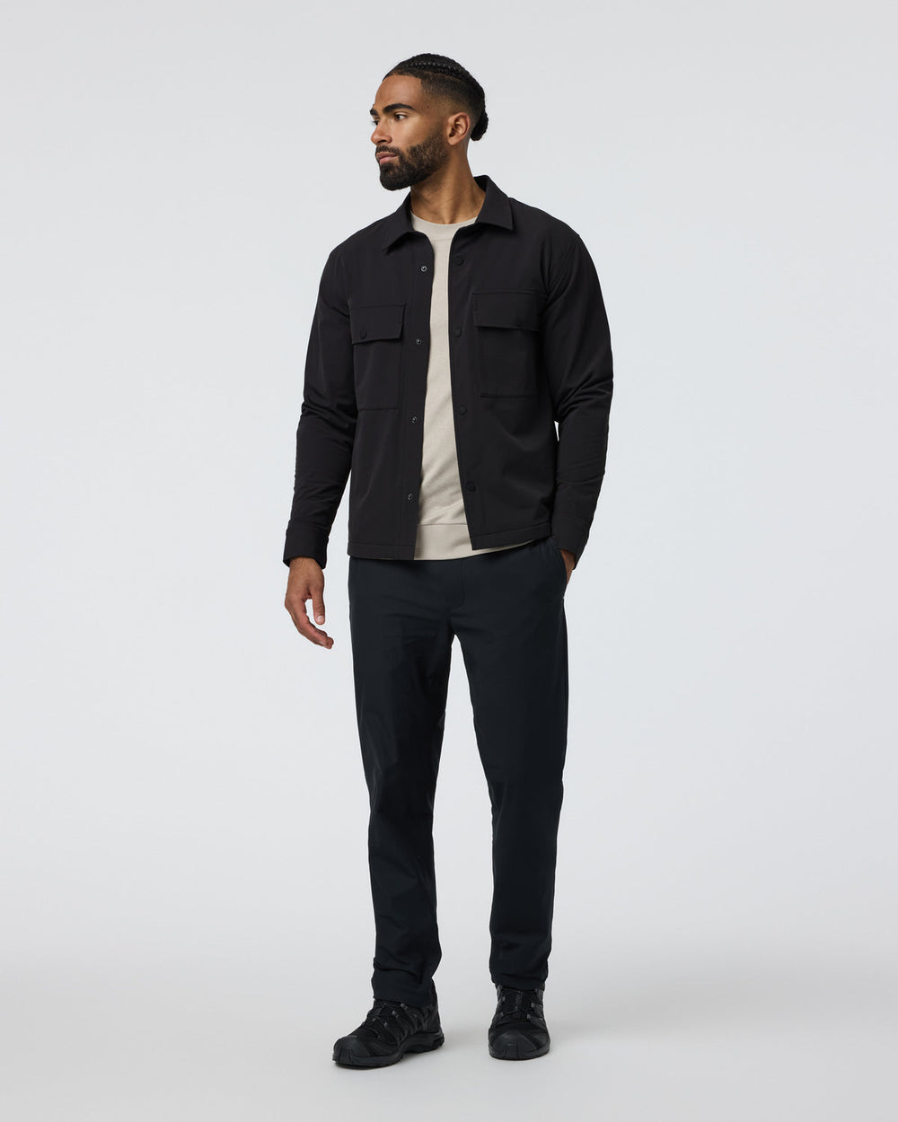 Lawson Tech Shirt Jacket Black | Vuori