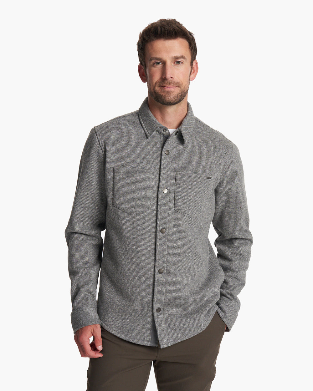 Del Mar Fleece Shirt Jacket Heather Grey Button Down | Vuori Sale