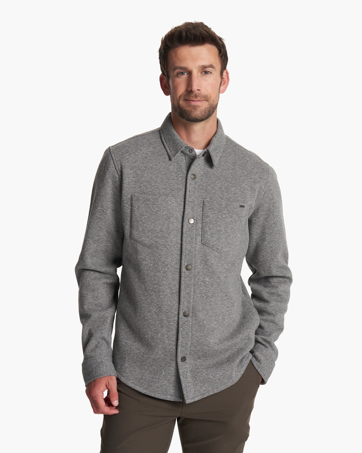 Del Mar Fleece Shirt Jacket Heather Grey Button Down | Vuori Sale