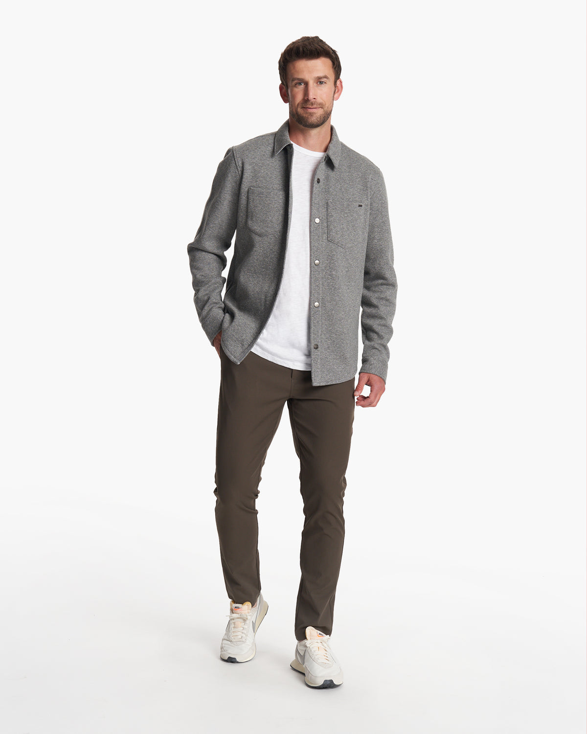 Del Mar Fleece Shirt Jacket Heather Grey Button Down | Vuori Sale