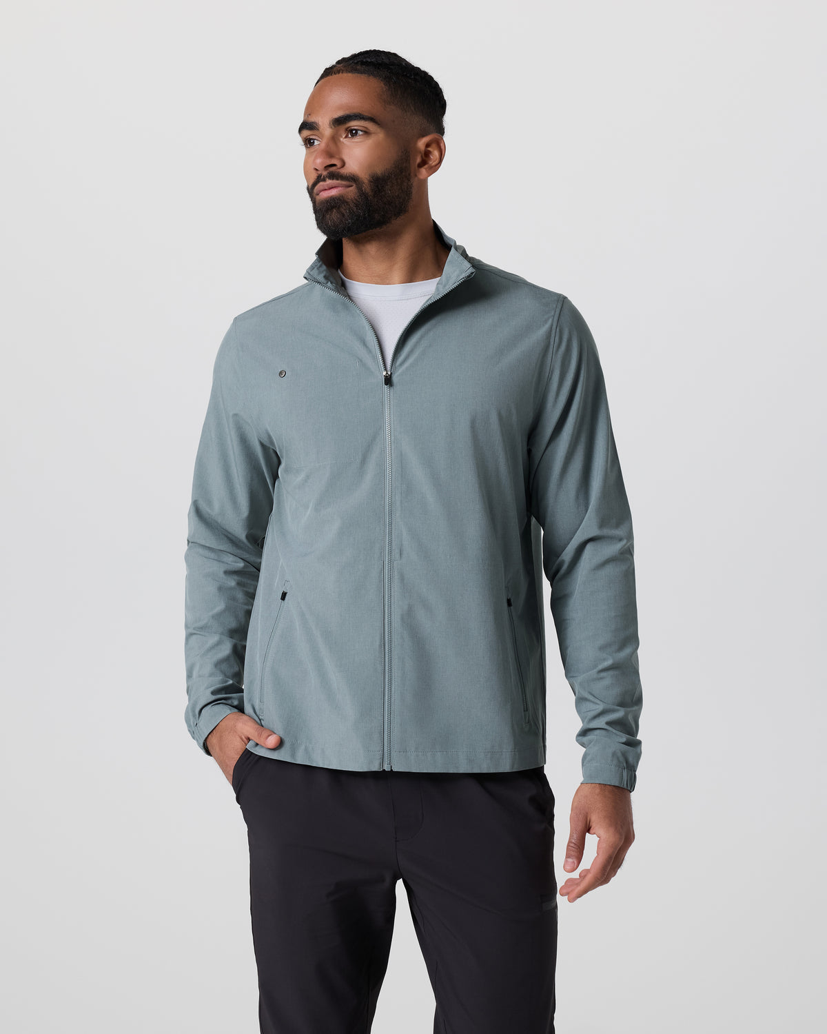 Venture Track Jacket Dusty Blue Linen Texture | Vuori For sale