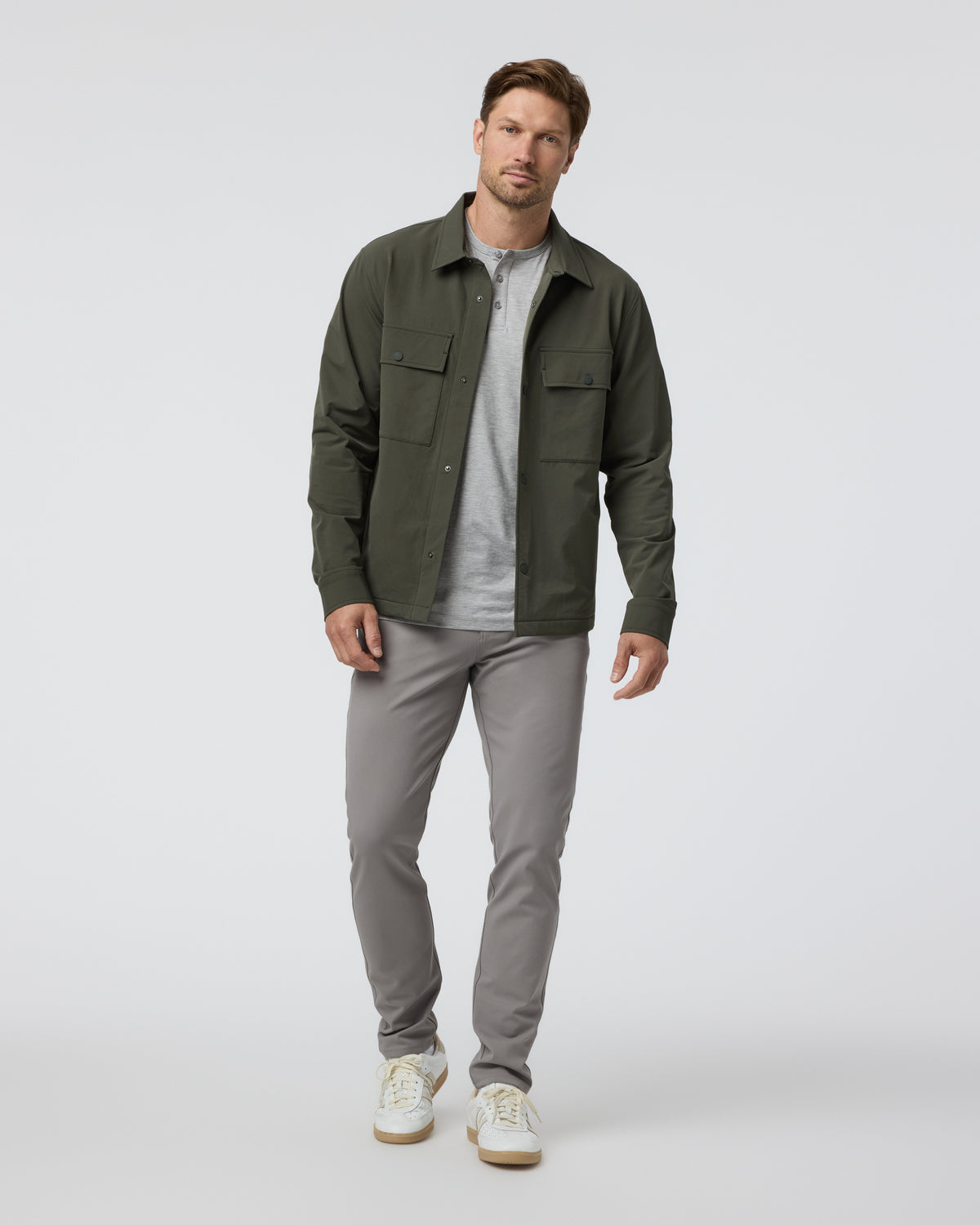 Lawson Tech Shirt Jacket Oregano | Vuori Clothing