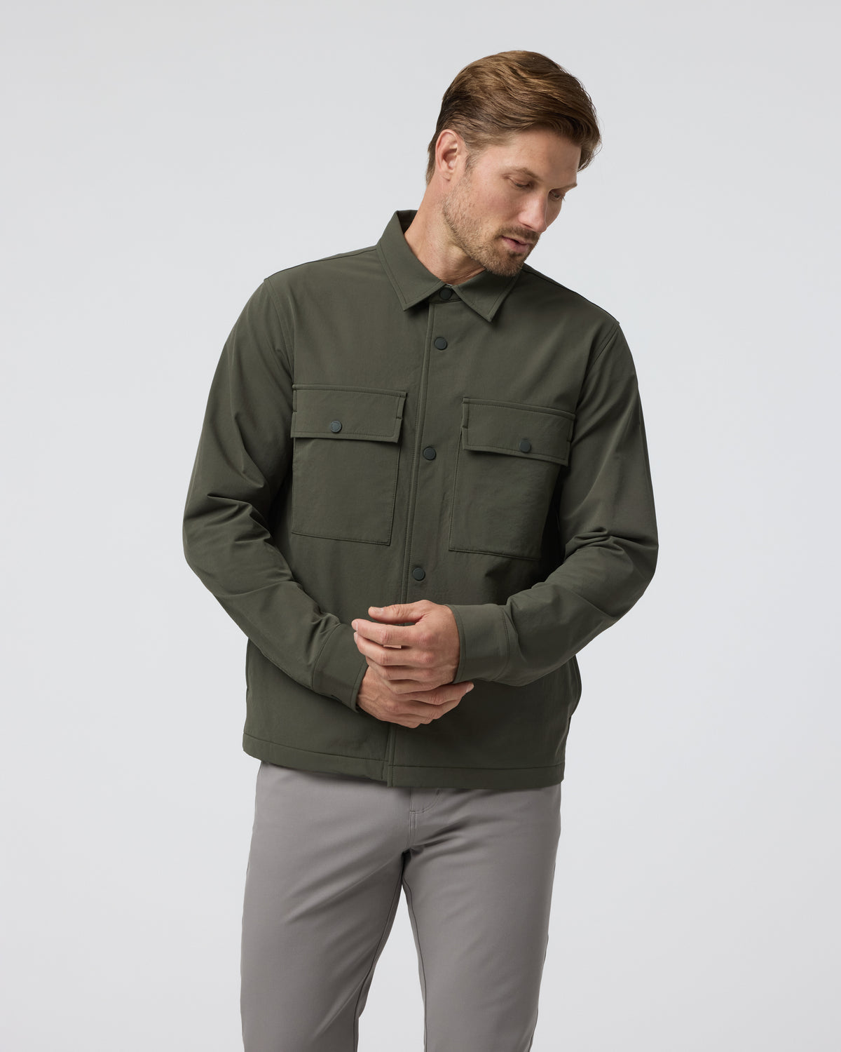 Lawson Tech Shirt Jacket Oregano | Vuori Clothing