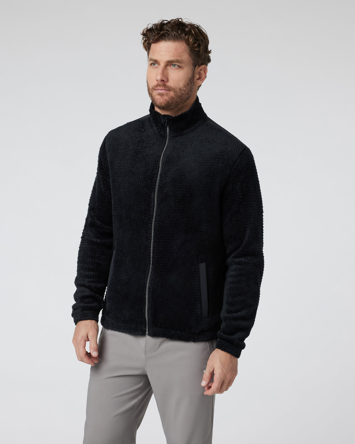 Fairfield Full Zip Jacket Men's Black Fleece Jacket | Vuori Clothing