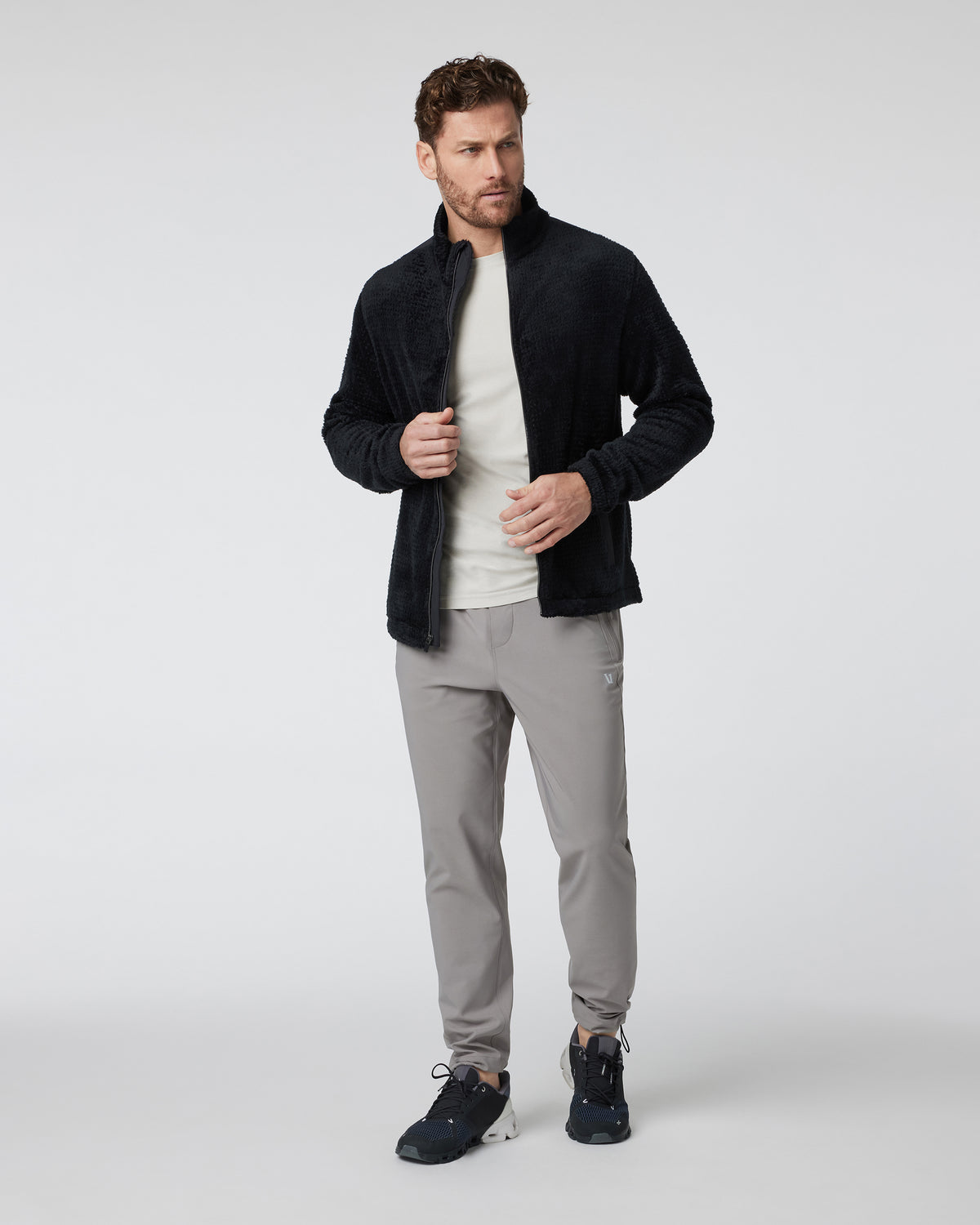 Fairfield Full Zip Jacket Men's Black Fleece Jacket | Vuori Clothing