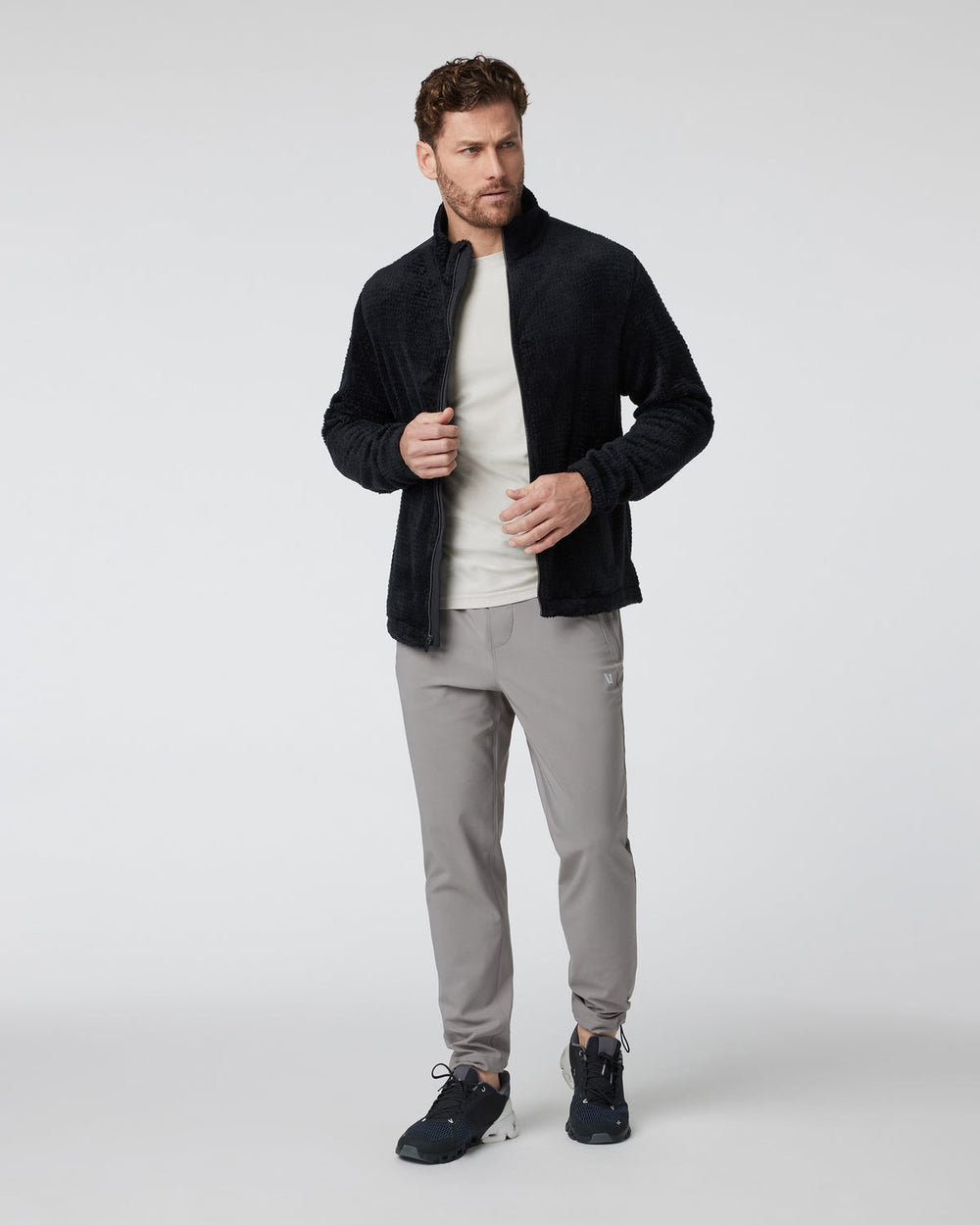 Fairfield Full Zip Jacket Men's Black Fleece Jacket | Vuori Clothing