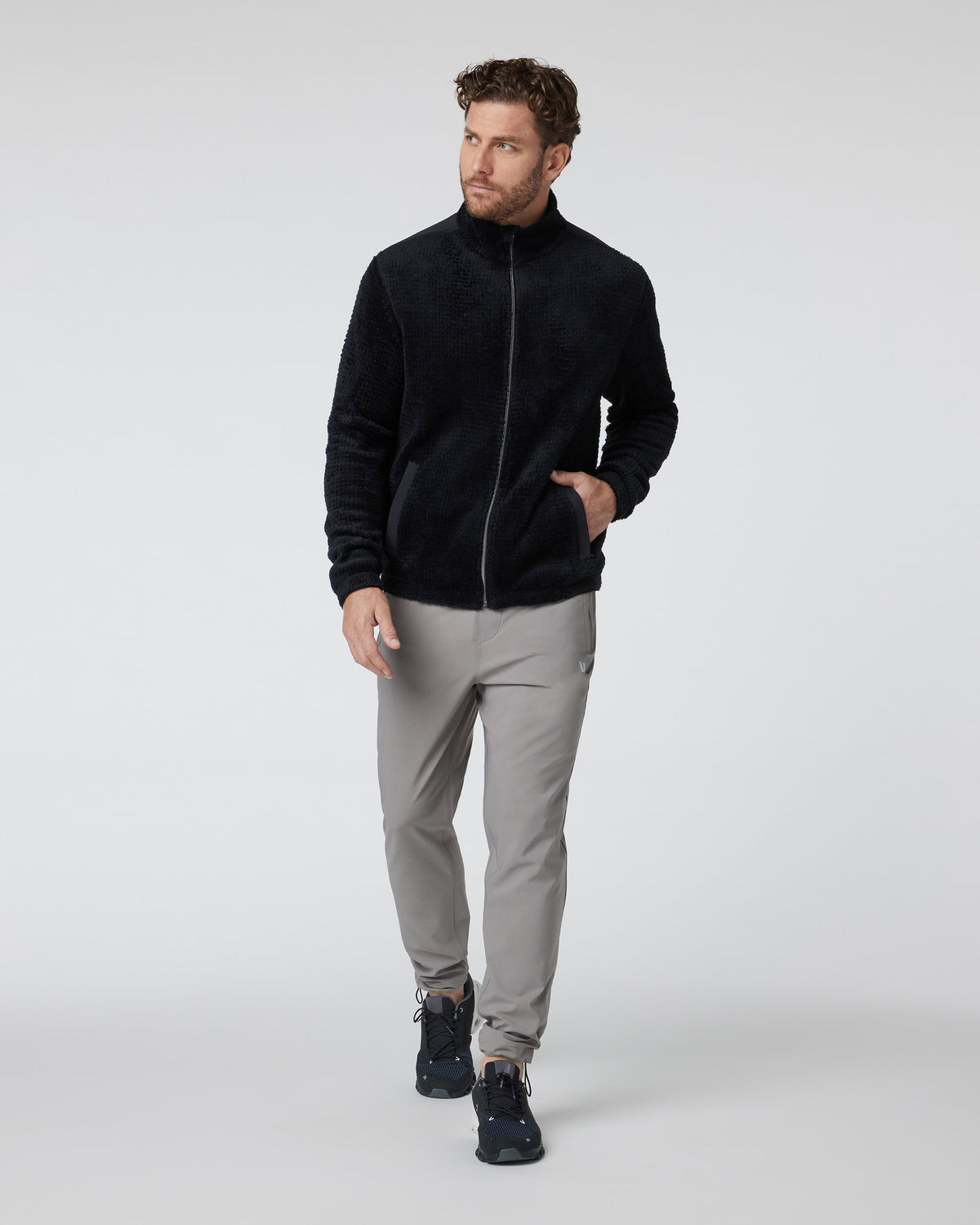 Fairfield Full Zip Jacket Men's Black Fleece Jacket | Vuori Clothing