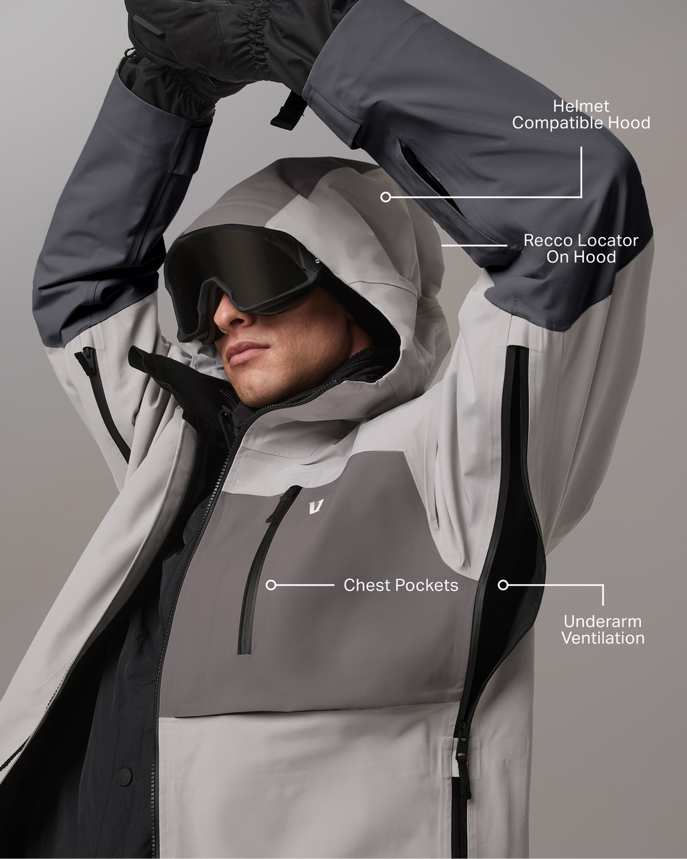 Taika Snow Shell Men's Amethyst Grey Ski/Board Jacket | Vuori Online