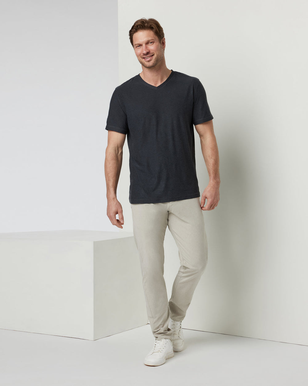 Strato Tech V-Neck Charcoal V-Neck Workout Shirt | Vuori On sale