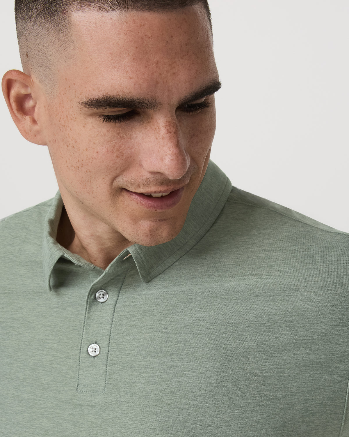 Strato Tech Polo Men's Thyme Heather Performance Shirt | Vuori For sale
