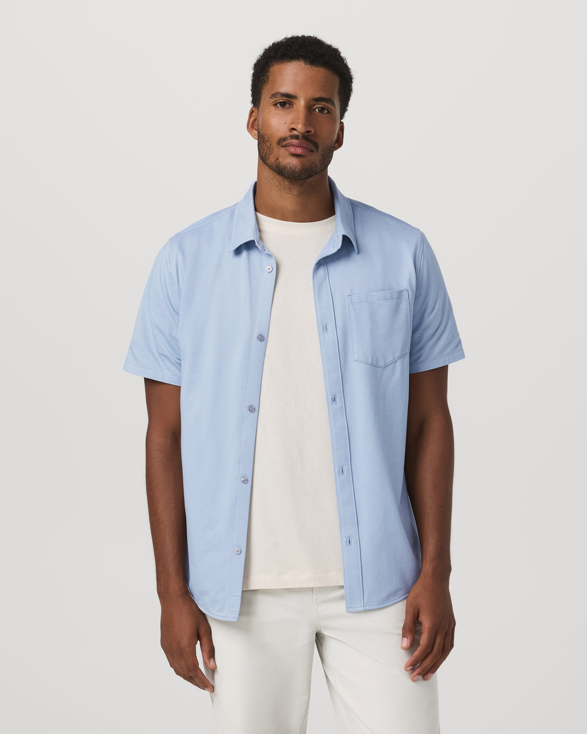 Short Sleeve Knit Oxford Button Down - Classic Fit Blue | Vuori Outlet