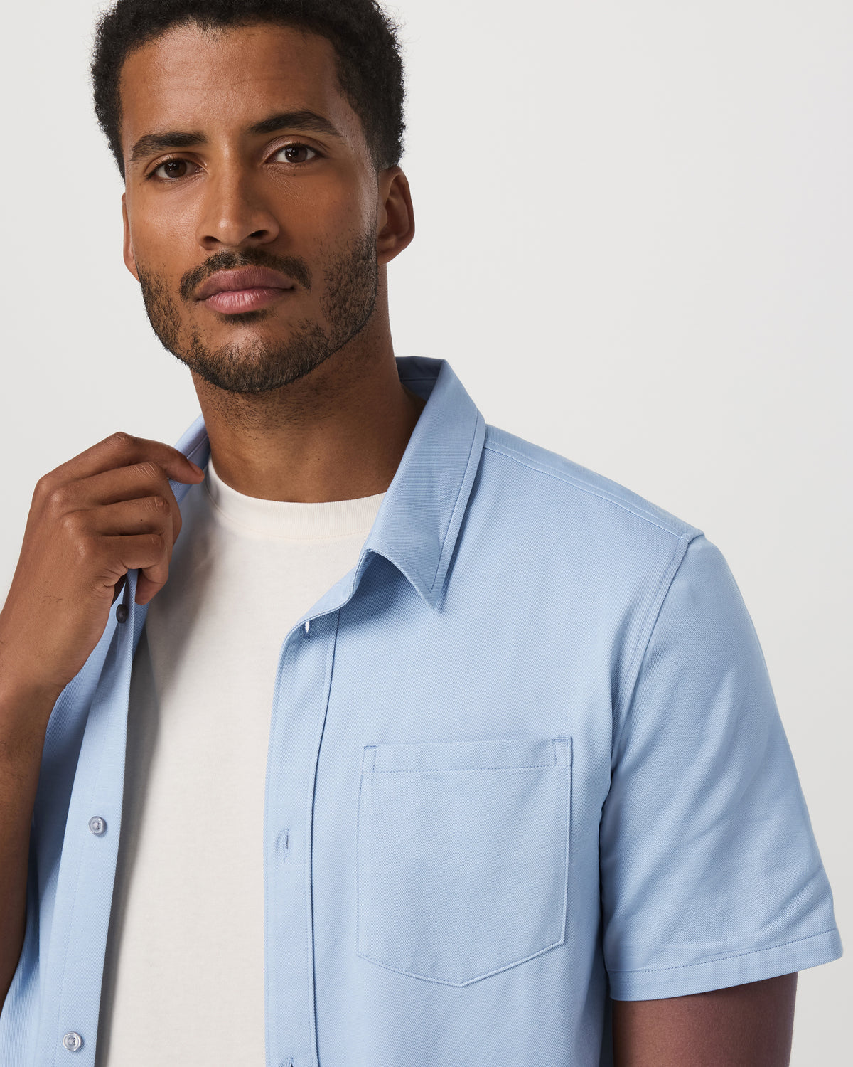Short Sleeve Knit Oxford Button Down - Classic Fit Blue | Vuori Outlet
