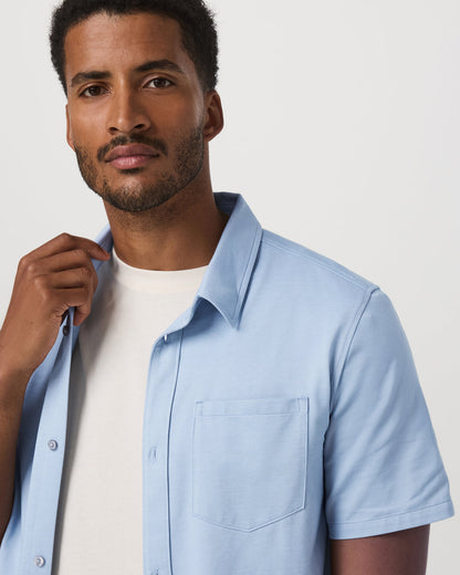 Short Sleeve Knit Oxford Button Down - Classic Fit Blue | Vuori Outlet