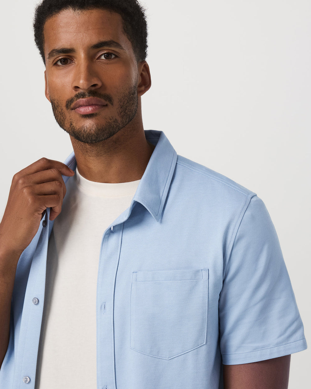 Short Sleeve Knit Oxford Button Down - Classic Fit Blue | Vuori Outlet