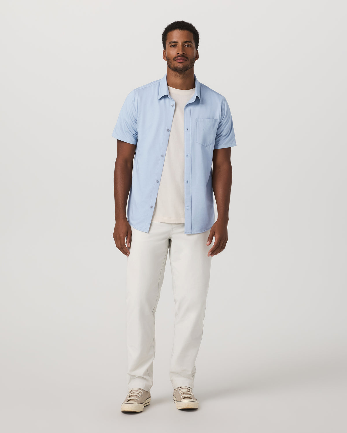 Short Sleeve Knit Oxford Button Down - Classic Fit Blue | Vuori Outlet