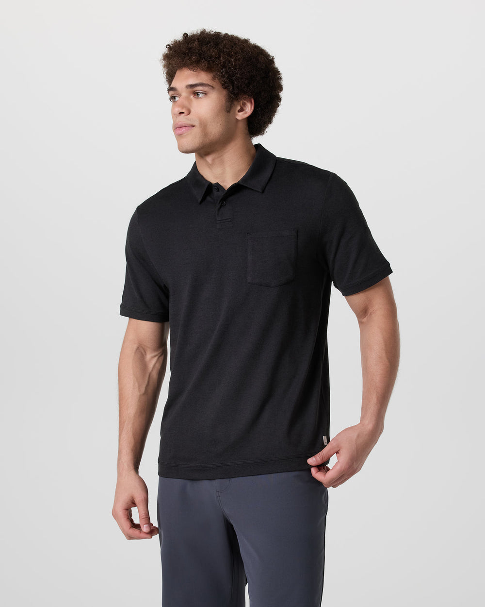Short Sleeve Ponto Performance Polo Black Heather | Vuori