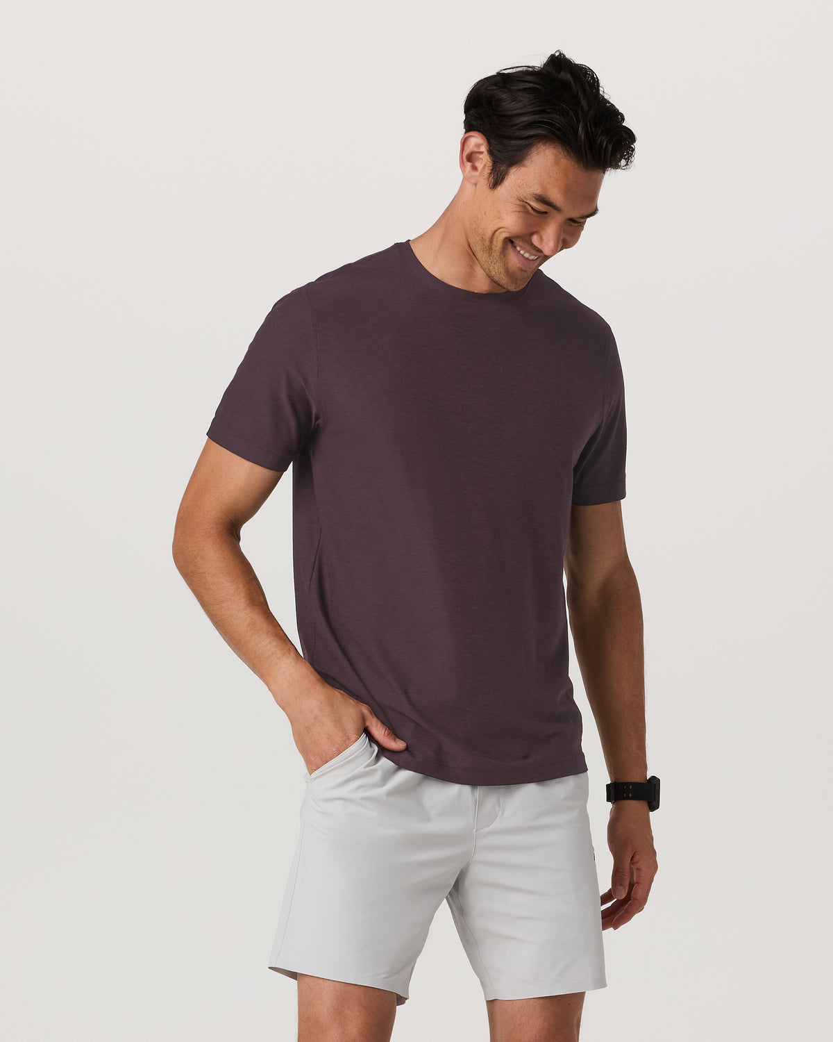 Strato Tech Tee Men's Raisin Heather Performance Shirt | Vuori Online