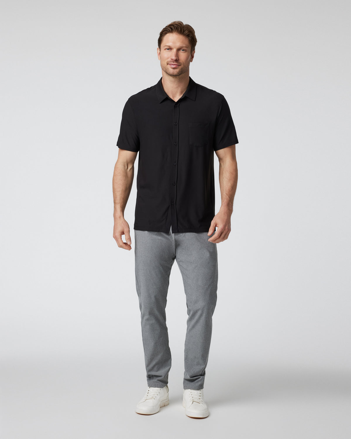 Short Sleeve Strato Button Down Men's Black Shirt | Vuori Sale