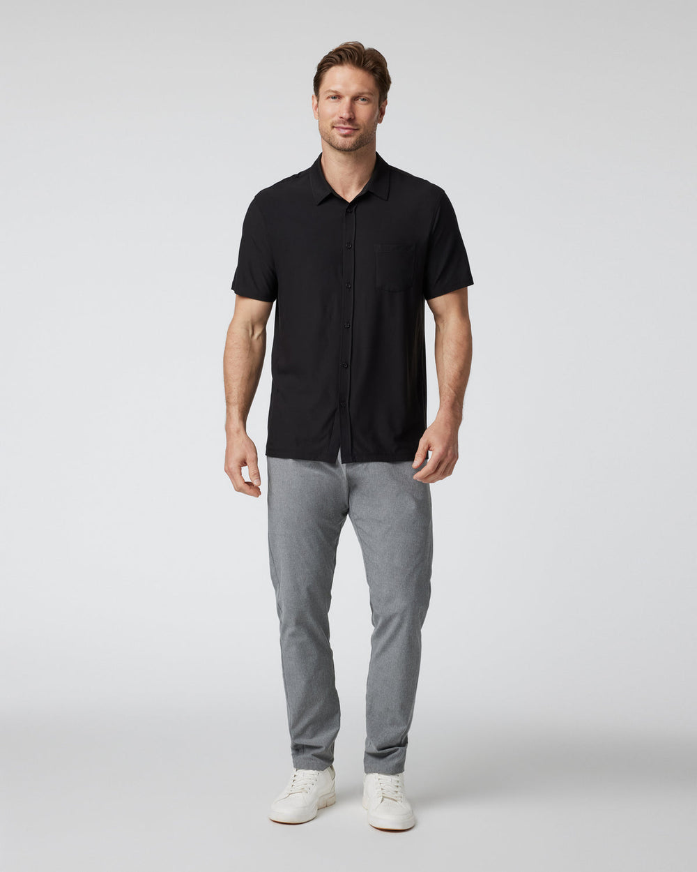Short Sleeve Strato Button Down Men's Black Shirt | Vuori Sale