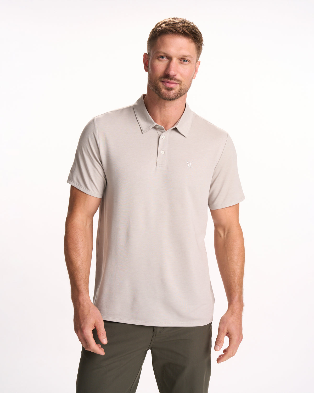 Knit Twill Polo Men's Beachsand Heather Golf Polo | Vuori Online