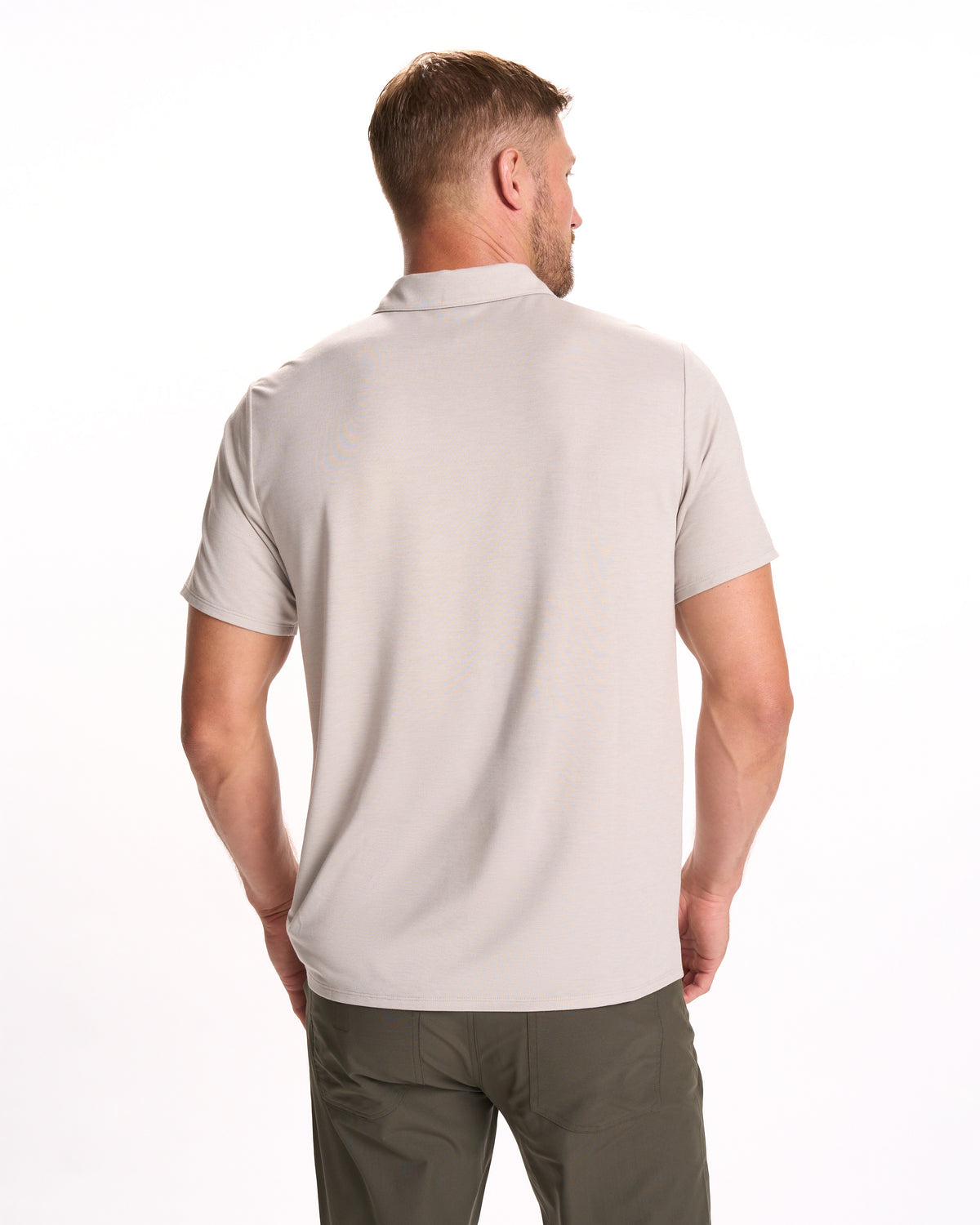 Knit Twill Polo Men's Beachsand Heather Golf Polo | Vuori Online
