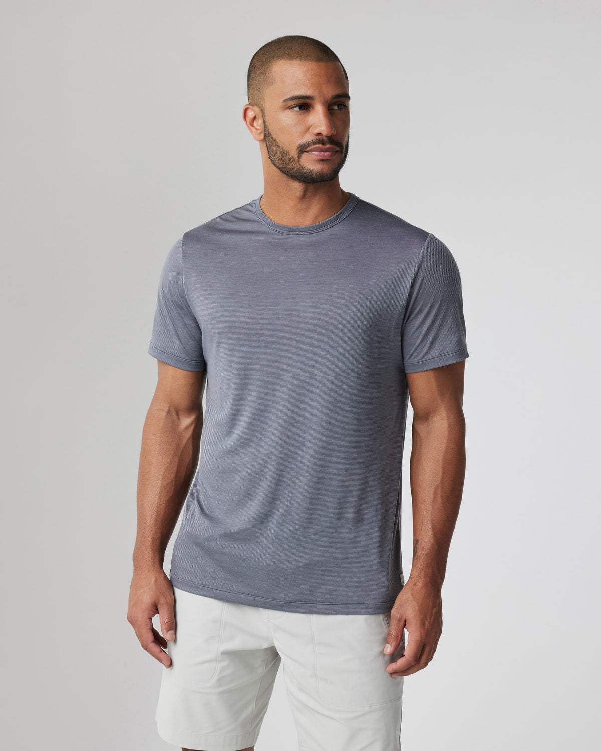 Short Sleeve Marina Stripe Tee Dark Pewter Run Shirt | Vuori On sale
