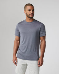 Short Sleeve Marina Stripe Tee Dark Pewter Run Shirt | Vuori On sale