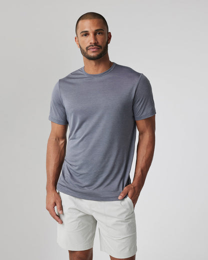 Short Sleeve Marina Stripe Tee Dark Pewter Run Shirt | Vuori On sale