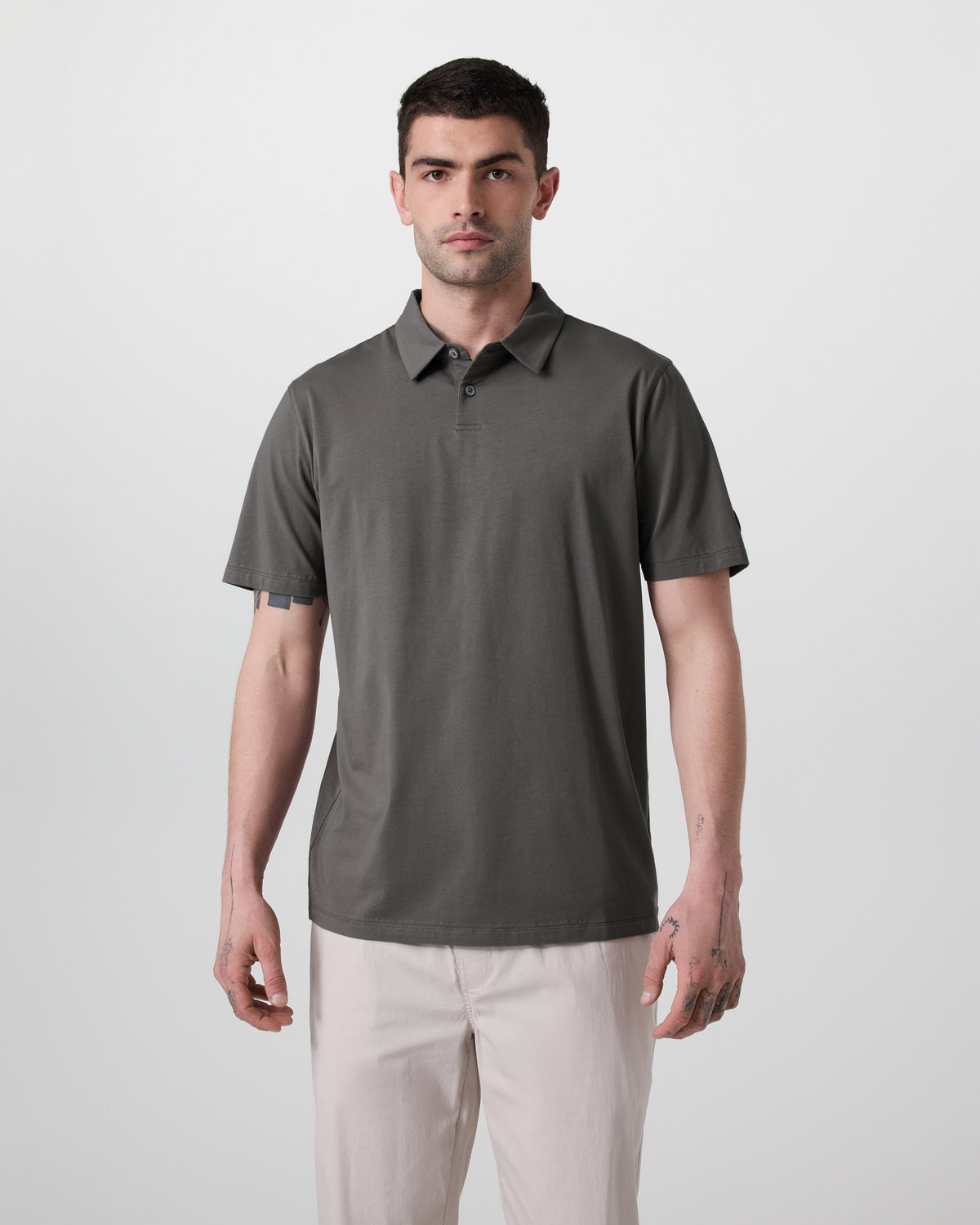 Short Sleeve Feather Polo Warm Grey | Vuori Outlet