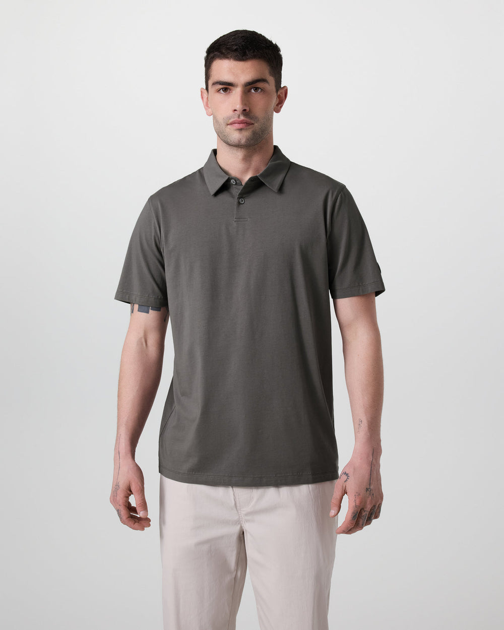 Short Sleeve Feather Polo Warm Grey | Vuori Outlet