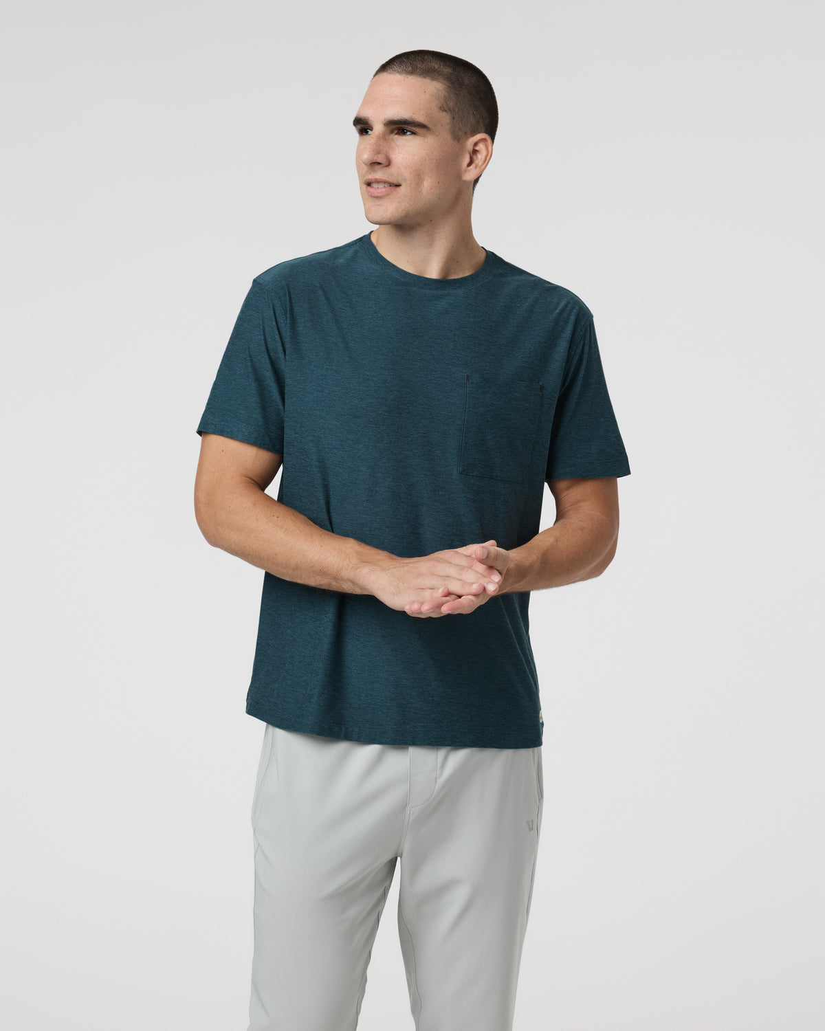 Short Sleeve Strato Pocket Tee - Relaxed Fit Light Deep Sea Heather | Vuori For sale