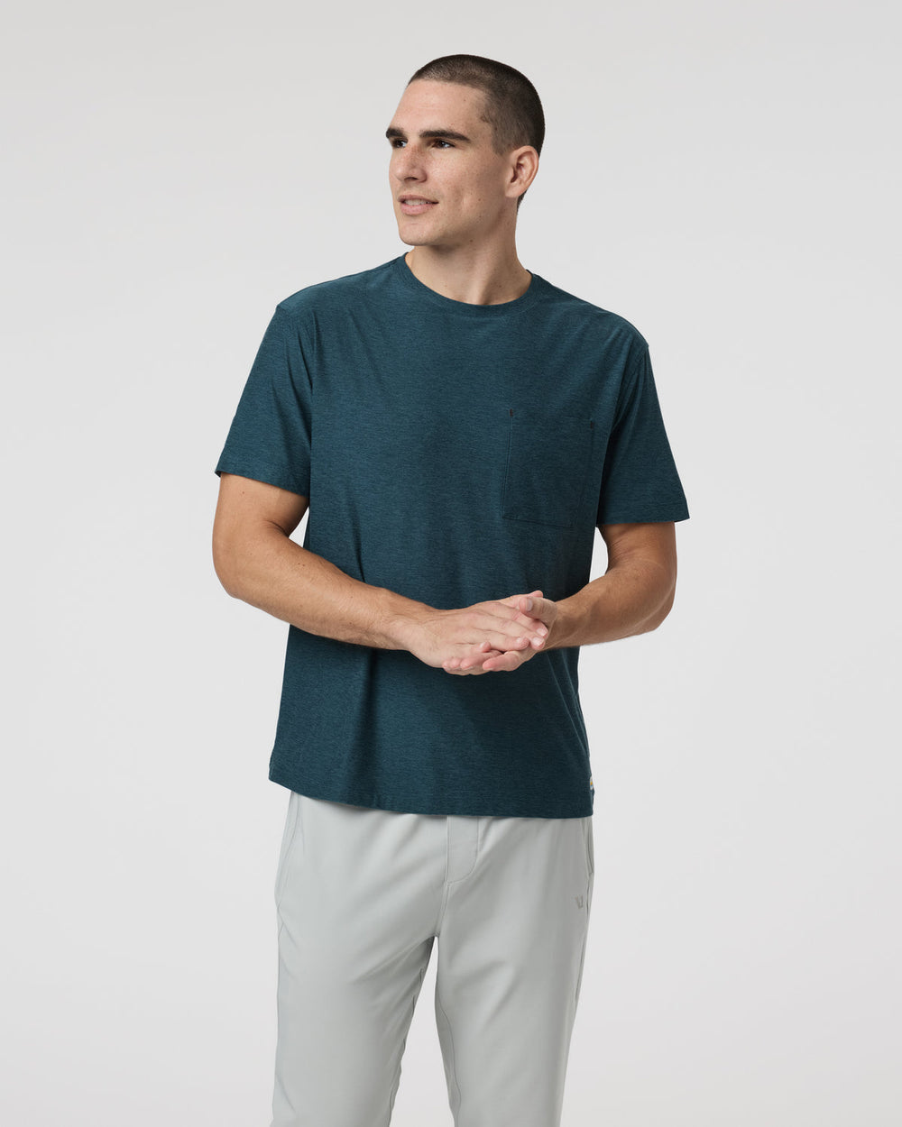 Short Sleeve Strato Pocket Tee - Relaxed Fit Light Deep Sea Heather | Vuori For sale