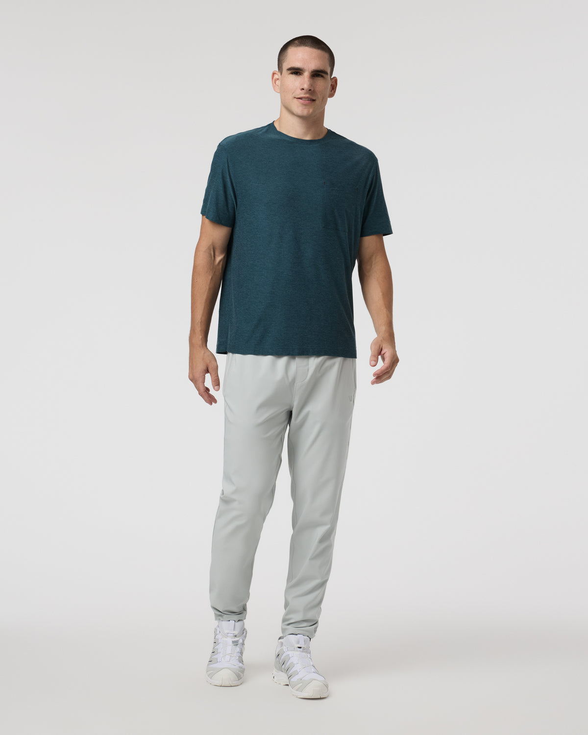 Short Sleeve Strato Pocket Tee - Relaxed Fit Light Deep Sea Heather | Vuori For sale
