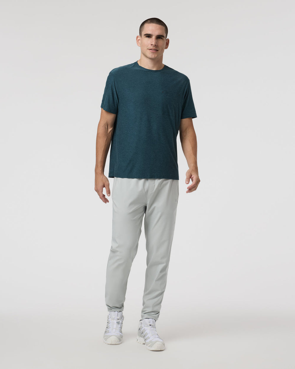 Short Sleeve Strato Pocket Tee - Relaxed Fit Light Deep Sea Heather | Vuori For sale