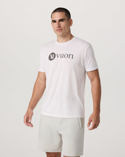 V1 Vuori Wordmark Logo Tee Men's White Logo T-Shirt | Vuori Online