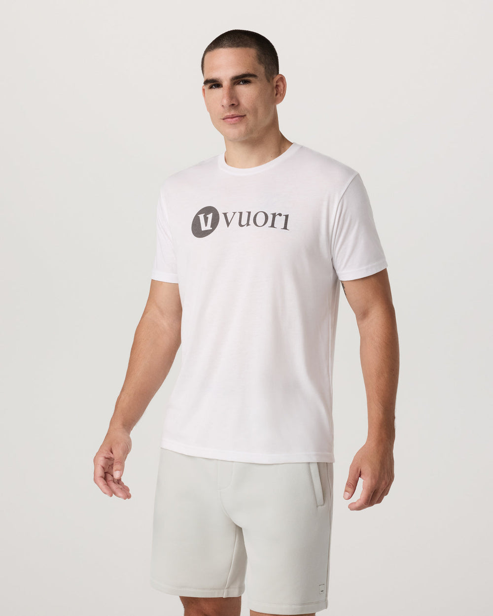 V1 Vuori Wordmark Logo Tee Men's White Logo T-Shirt | Vuori Online