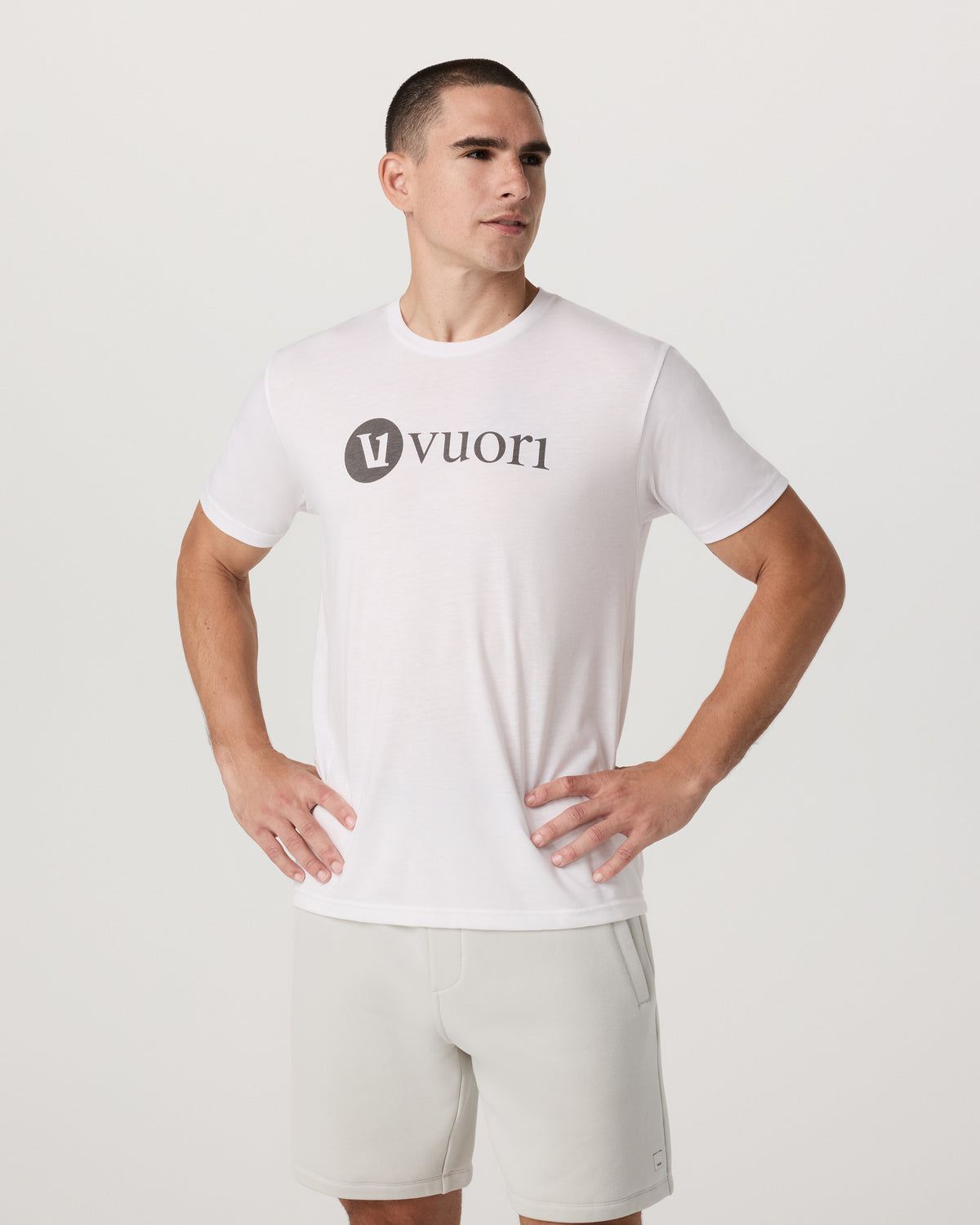 V1 Vuori Wordmark Logo Tee Men's White Logo T-Shirt | Vuori Online